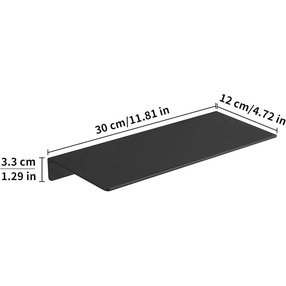 2 PCS Small Floating Shelf, 12'' Metal Wall Shelf, Black, Bathroom, Durable, Wat